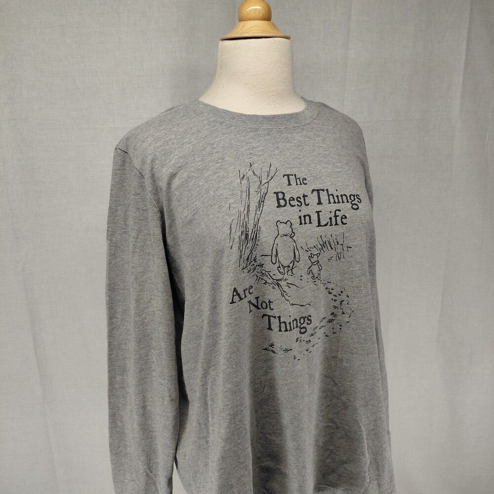 Life Is Good Winnie the Pooh Best Things Gray LS T-Shirt Sz XL - Picture 3 of 8